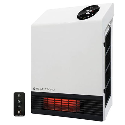 Heat Storm Deluxe Space 1000 Watt Infrared Wall Mount Electric Heater, White - color: White