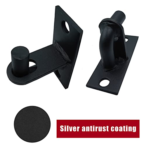 2 Pack Wall Mount Gate Hinges, Heavy Duty Chain Link Fence Gate Hinges with 5/8 Hinge Pin for Fences & Farm Gates (Screws Not Included), Black - color: Black