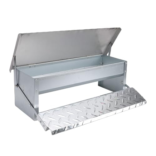 No Waste Large Capacity Stainless Steel Automatic Poultry Feeder, Rat Proof Treadle Feeder for Chicken, Duck, Poultry & Pheasants