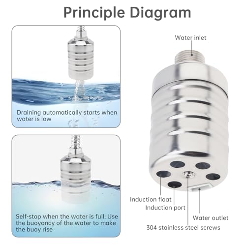 2pcs 1/2 inch Water Float Valve, 304 Stainless Steel Automatic Water Level Control Float Valve 1/2in to 3/4in Auto Shut Off for Fish Tank Swimming Pool Livestock Trough - style: Style 2