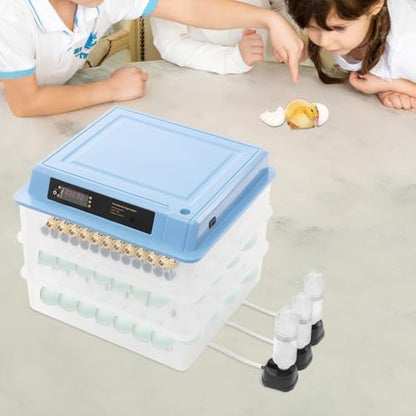 192 Eggs Incubator, Automatic Digital Poultry Hatcher with LED Display, 3-Tier Egg Turner for Chicken Duck Goose Eggs, Temperature & Humidity Control, Clear View Window