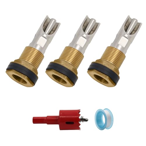 3PCS Stainless Steel Automatic Pig Water Nipple Drinker with Brass Water Tank Connector 1PCS Hole Opener Fitting Kit Duck Mouth Shape Pig Feeder Drinker for Sows Piglets Drinking (Silver) - size: 3pcs
