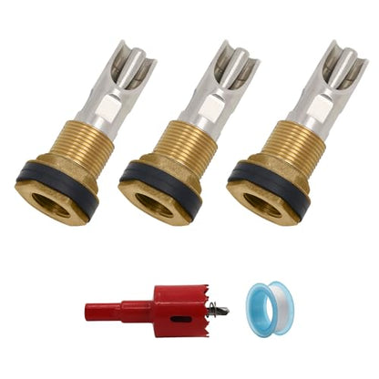 3PCS Stainless Steel Automatic Pig Water Nipple Drinker with Brass Water Tank Connector 1PCS Hole Opener Fitting Kit Duck Mouth Shape Pig Feeder Drinker for Sows Piglets Drinking (Silver) - size: 3pcs