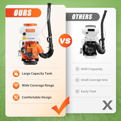 3.7 Gallon Backpack Sprayer, Gas-Powered Sprayer with 2.13kW 2-Stroke Engine, 39.4ft Range Agricultural Sprayer, Heavy-Duty Knapsack Mist Duster for Garden, Farm,Weed & Fertilizer Spraying