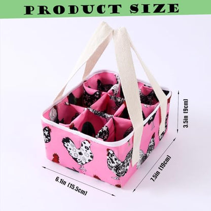 Eggs Collecting Basket, Durable Canvas Egg Basket with Plastic Board, 9-Pouch Chicken Egg Holder Bag for Gathering Fresh Eggs, Egg Gathering Basket and Multipurpose Chicken Holder Bag (Pink) - color: Pink