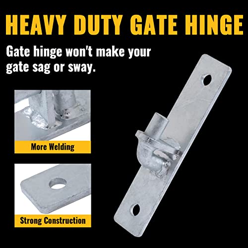 VIVIDA Wall Mount Gate Hinge 2 PCS, Heavy Duty Flat Back Farm Gate Hinge with 5/8" Pin, Chain Link Fence Parts, Galvanized Steel - size: 7.5" × 1.5" (2 PCS)