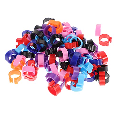 HANABASS 100pcs Colored Foot Ring Bands for Pigeons and Doves Large Identification Clip-on Leg Rings for Chickens