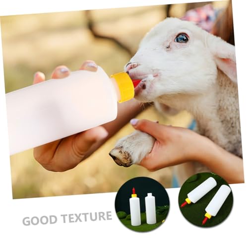 2sets Replaceable Lamb Feeding Bottle Goat Milk Bottle Sturdy Livestock Milk Feeders Easy Cleaning