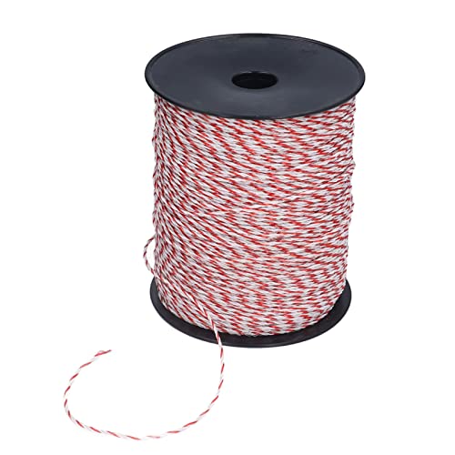 500M Electric Fence Poly Wire, High Conductivity Stainless Steel Strands, Electric Fence Accessories for Farm Ranch Horses Cattle Sheep Dogs