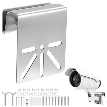 QWORK Gutter Mount Bracket for Solar Security Cameras, Universal 304 Stainless Steel Camera Mounting Brackets, 1 Pack