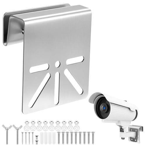 QWORK Gutter Mount Bracket for Solar Security Cameras, Universal 304 Stainless Steel Camera Mounting Brackets, 1 Pack