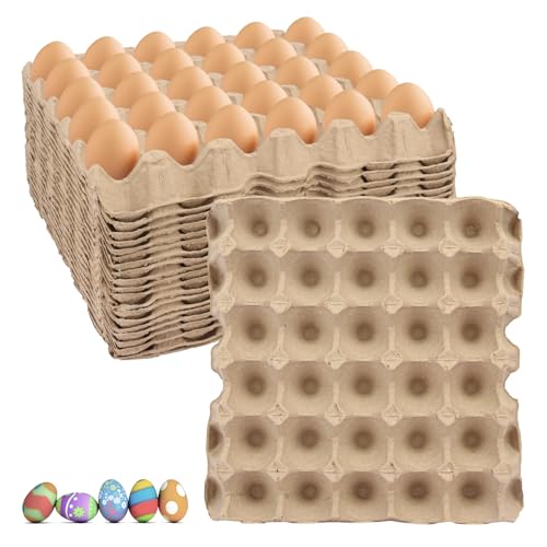 18 Flats 30-Cell Egg Crate?Holds 30 Eggs?, Cardboard Egg Cartons, Sturdy and Stackable Egg Flats, Perfect Egg Crates for Fresh Eggs, Chicken Farm - size: 18 Pack grey