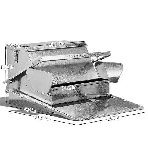 20'' Automatic Treadle Chicken Feeder, No Waste No Spill Rodent Proof Metal Chicken Feeder with Weatherproof Lid & Lock, Chicken Supplies for Your Chickens Duck Bantams Pheasants Poultry Coop