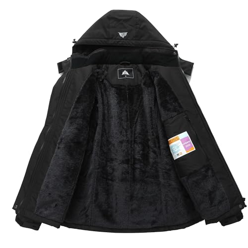 MOERDENG Women's Waterproof Ski Jacket Warm Winter Coat Hooded Snowboarding Jacket Snow Coat - color: Black, size: XX-Large