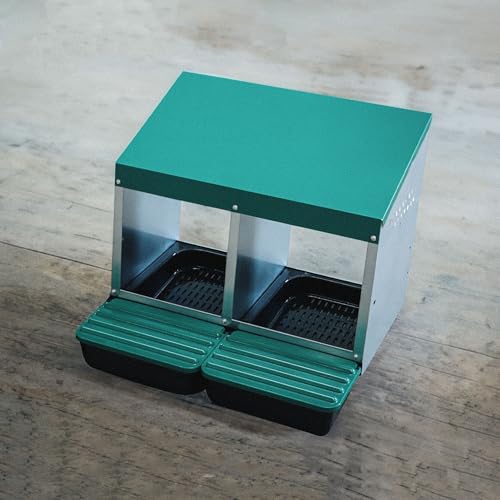 Hatching Time EggHouse Galvanized 2 Bay Nesting Box Wall Mount with Dual Roll Away Egg Trays, Heavy Duty Chicken Coop Hen Laying System for Backyard Poultry, Holds Up to 20 Hens - style: 2 Section