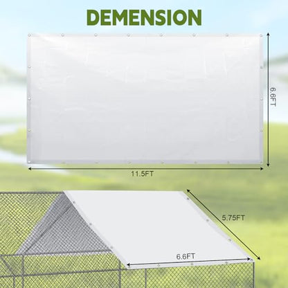 VitalCozy 1 Set Chicken Coop Cover Waterproof 11.5 x 6.6 ft Chicken Cover Coop Tarp with 25 Pcs Ball Bungees Cords, Accessories for Walk-in Run Pen, Outdoor, Yard - size: 16.7"L x 12.2"W x 2.8"H