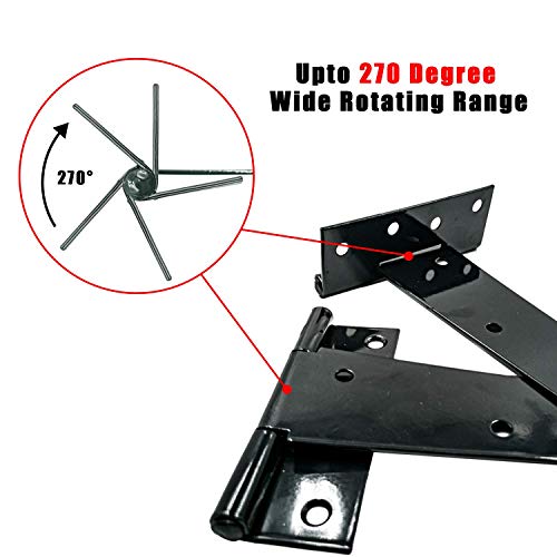 T-Strap Shed Hinge Gate Strap Heavy Duty Hinge Door Barn Gates Hinges (6, 6 inch) - size: 6 Inch