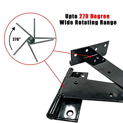 T-Strap Shed Hinge Gate Strap Heavy Duty Hinge Door Barn Gates Hinges (6, 6 inch) - size: 6 Inch