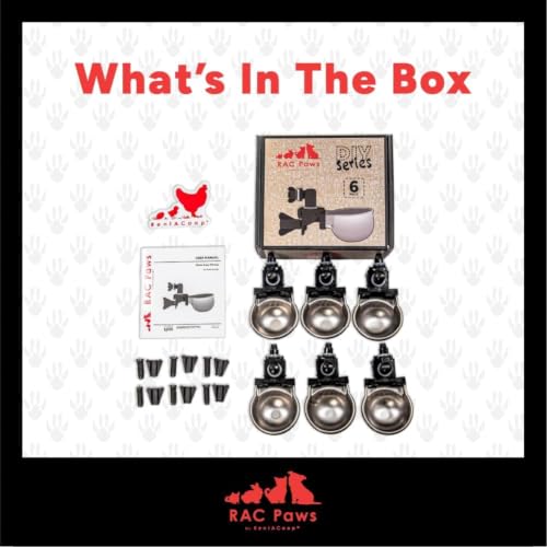 RAC Paws by RentACoop DIY Auto-Fill Metal Cups Waterer Kit - Great for Small Animals, Pets, Bunnies, Ferret, Chickens, Hamsters, Guinea Pigs, Rabbits, Chinchillas, Mice, Rats - 6 Pack - style: 6 Pack