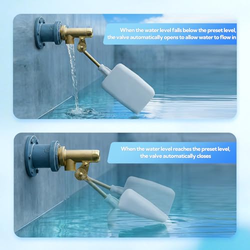 GASHER 3/8" Water Float Valve, 1PCS Water Level Controller for Water Troughs, Fountains, Water fountains, Water Tanks
