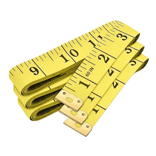 3-Pack Flexible Tape Measure Accurate Dual Scale Soft Measuring Tape for Sewing Tailor Craft Ruler, Perfect for Body Measurements, Weight Loss, Clothing, Seamstress, Sewing Supplies, 150cm/60 inch - color: Yellow