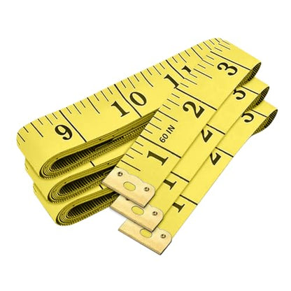 3-Pack Flexible Tape Measure Accurate Dual Scale Soft Measuring Tape for Sewing Tailor Craft Ruler, Perfect for Body Measurements, Weight Loss, Clothing, Seamstress, Sewing Supplies, 150cm/60 inch - color: Yellow
