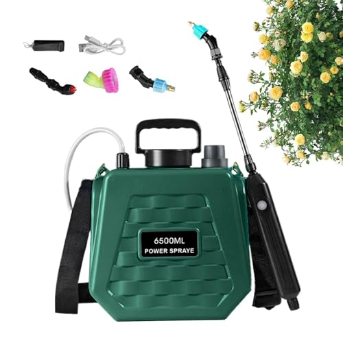 Electric Sprayer - Portable Mister Rechargeable - Battery Garden Sprayer with Adjustable Shoulder Strap - for Farm Lawn Yard Backyard Agriculture Plant Outdoor Home - color: 6.5L Army Green