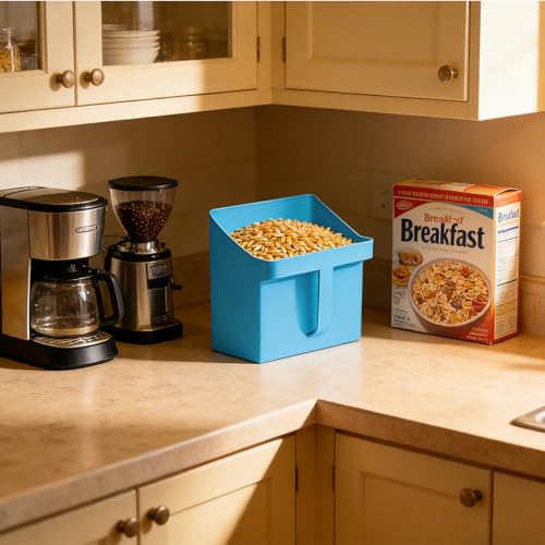 2 Pack Large Feed Scoop,128 oz Plastic Grain Scoop with Side Handle,Blue Multi Purpose Feed Scoop for Livestock,Bucket Ice Scoop Suitable for Dry Feed for Poultry,Horses Other Livestock Animals