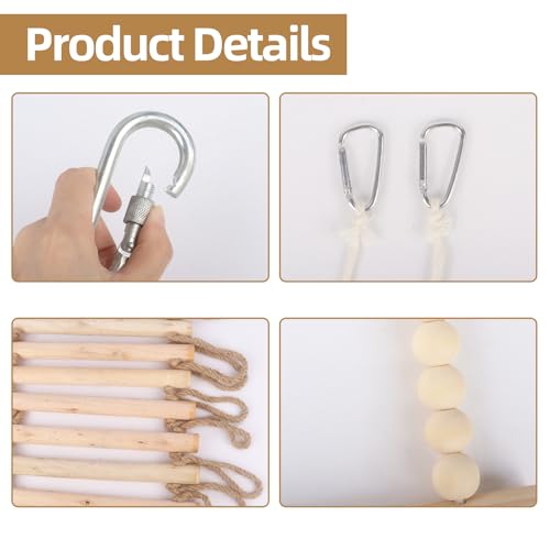 3 Pack Chicken Boredom Buster, Natural Wooden 2 Swing and Ladder Set for Coops, Essential Enrichment Accessories for Hens, Chickens and Parrots
