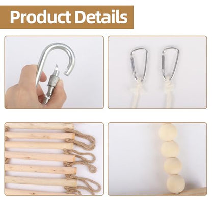 3 Pack Chicken Boredom Buster, Natural Wooden 2 Swing and Ladder Set for Coops, Essential Enrichment Accessories for Hens, Chickens and Parrots