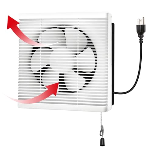 8 Inch Window Shutter Exhaust Fan both Intake & Exhaust,9.5 x 9.5 Inch Cutout,280CFM 35W Wall-Mounted Ventilation Fan for Bathroom Home Bedroom Attic - size: 8 Inch