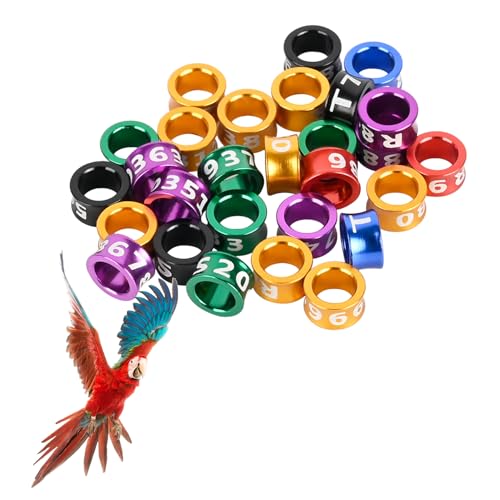 4.7mm Bird Rings，Aluminum Pigeon Leg Bands, Multicolor Identification Bands for Waxbill, Large-Headed Tiger Skin, 20 Days Old or Less Peony, 50 Packs with Clear Engravings - size: 4.7MM