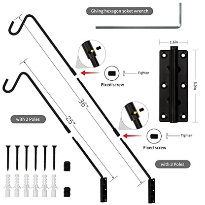Juegoal Heavy Duty Deck Hook, 25 Inch or 36 Inch Wall Mounted Extended Reach Deck Hook Wall Pole Plant Bracket for Hanging Bird Feeder, Plants, Suet Baskets, Lanterns, Wind Chimes - size: 1 Pack