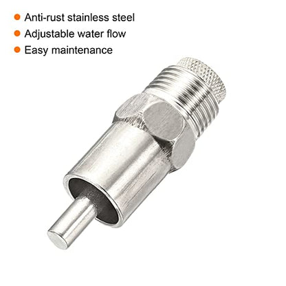 MECCANIXITY Pig Nipple Waterer Automatic Pig Feeder 1/2" PT Poultry Water Nipple Pig Drinker Steel Hat for Sows Drinking, Silver