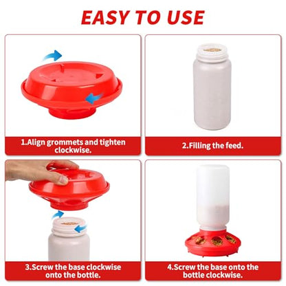 6 Pack Chick Feeder and Waterer Set - Chick Starter Kit with Mini Perch, Automatic Chicken Waterer & Feeder for Ducks/Quail, Coop Brooder Supplies for Small Poultry