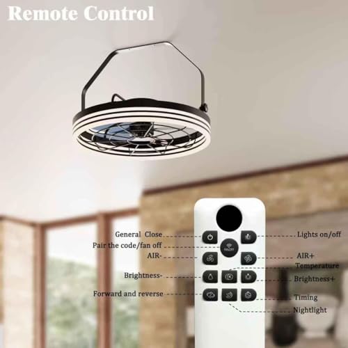 Plug in Wall Mount Fan with Light, 20 Inch 3CCT Dimmable Fan Light, Remote & App Control, 6-Speed, Reversible, Indoor/Outdoor Wall Mounted Fans for Patio, Garage, Living Room (LED Frame) - color: LED Frame