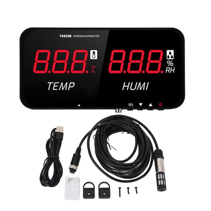 Industrial Temperature and Humidity Meter LED Display Greenhouse Hygrometer Thermometer for Home Office Industrial Settings