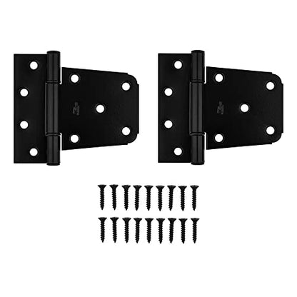 National Hardware N220-129 V287 2-Pack Heavy Duty Gate Hinges 3-1/2 in Black Steel T-Hinges for Wood Fence Gates with WeatherGuard Protection and Mounting Hardware - color: Black
