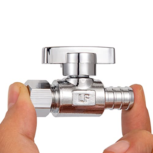 1/2 Pex Straight Stop Valve Sink Toilet Shut Off Valve,2 Pack Turn Straight Stop Valve 3/8" OD Compression X 1/2" Barb Crimp Pex LF Chrome Plated Brass with 2pcs - size: 2 Pack 3/8" OD Compression x 1/2" Barb Crimp PEX