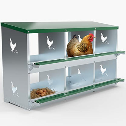 TOCRETOARE 6 Holes Chicken Nesting Boxes for Laying Eggs, Heavy Duty Metal Nest Boxes for Chicken and Poultry to Collect Eggs, Chicken Laying Boxes Hens Chicken Coop Box - size: 6 Hole