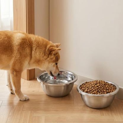 10 Pack Stainless Steel Dog Bowls, 8 Cup 64 OZ Metal Thickened Food and Water Dish, 8.7 Inch Ample Capacity & Dishwasher Safe Pet Feed Replacement Bowls for Small Medium Large Dogs Cats