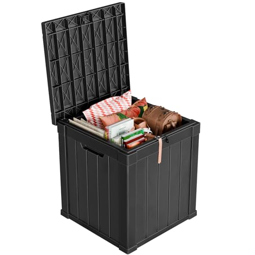 EasyUp 51 Gallon Outdoor Storage Box, Outdoor Deck Boxes for Garden Tools Equipment,Cushions and Patio Storage,Lockable and Resin,Easy to Install(Black) - color: Black, size: 51 Gallon