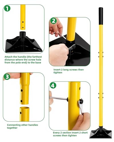 LOCONHA Steel Tamper with 48" Handle - Heavy Duty Hand Compactor for Leveling Soil, Gravel, Sand, and Asphalt in Gardens, Yards, and Driveways (8''x 8'') - size: 8''x 8''