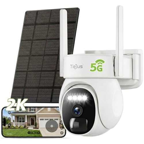 2K Solar Security Cameras Wireless Outdoor, 2.4G/5G 360° Auto Tracking Camera for Home Security, Color Night Vision/2-Way Talk/Compatible with Alexa/IP66 Waterproof - color: White - Solar Cam