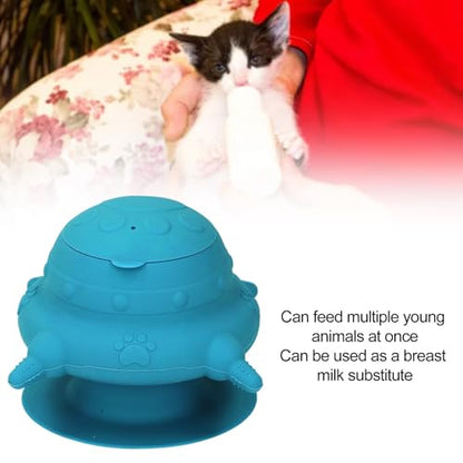 Silicone Puppy Milk Feeder 4 Nipples Small Puppy Nursing Station, Puppy Bottles Simulates Mother's Milk, Feeding Multiple Young Animals, Suitable for Pet Owners - color: Navy Blue