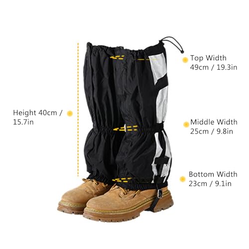 Keenso Hiking Gaiters,Reflective Leg Gaiters with Adjustable Elastic Top for Hiking Skiing Outdoor Activities