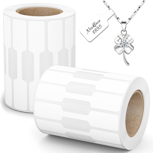 Jewelry Price Tags, 1000 PCS (2 Rolls) Self-Adhesive White Blank Labels, Jewelry Labels for Rings, Necklaces, Bracelets, Earrings, Display & Retail Pricing, TRSTGIX - size: 1,000 Labels