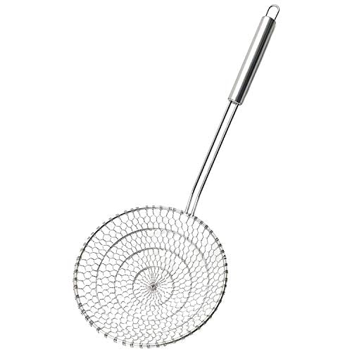 Best Utensils Asian Kitchen Stainless Steel Spider Strainer Professional Wire Skimmer with Spiral Mesh (7-Inch Strainer Basket) - size: 7-Inch