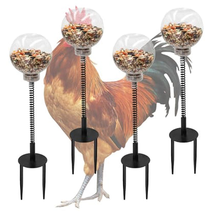 Oooct 4 Pack Chicken Pecking Toys with Swing Feeder, Coop Slow Feeder Toy for Chickens, Chicks, Ducks, Hens, Parrots & Poultry Enrichment - size: 4 Pack