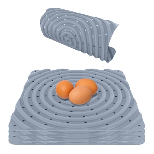 Lil'Clucker Chicken Water Cups and Nesting Set Blue – 5pc Blue Large Automatic Chicken Water Cups, Chicken Water Feeder | 4 Washable Gray Chicken Nesting Pads for Laying Eggs, Durable Chicken Bedding